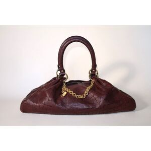 Y2K Genuine Leather Dark Burgundy Top Handle Bag
